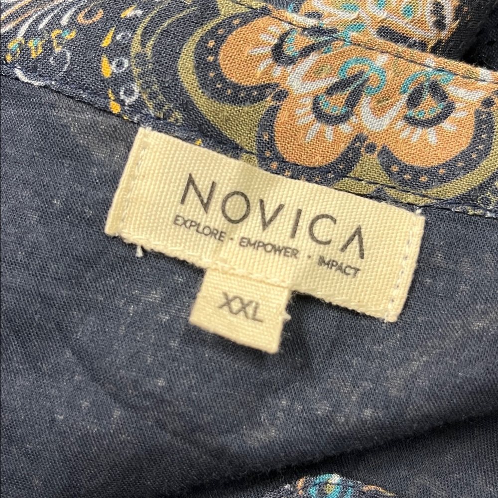 NOVICA "Celestial Day" Boho Granola Hippie Embroidered Empire Floral LS Midi XXL - Picture 7 of 16